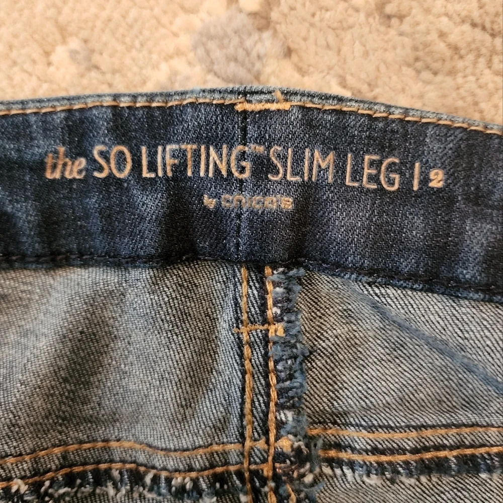 Chico's so lifting slim leg highrise jeans size 12 short 12P - Picture 4 of 16